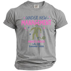 Gray t-shirt with "Under New Management" and "Mike's Bach LA, CA Summer 2026" text.