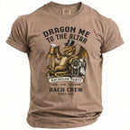 Brown t-shirt with a dragon graphic: "Dragon Me to the Altar," "Bachelor Party," "Bach Crew"
