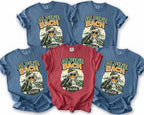 T-shirts feature "Alpine Bach" graphic with a beer mug on a mountain.