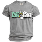Grey t-shirt with "LAST FLING" text featuring a diamond ring and dripping graphic.
