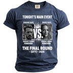 T-shirt with "Tonight's Main Event: Groom Face VS Bride Face, The Final Round" graphic.