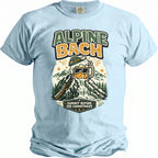 Light blue t-shirt with "Alpine Bach" and a beer mug waterfall graphic.