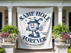 Banner with cartoon golf ball says "Same Hole Forever Joe's Bachelor Par-tee Summer 2026".