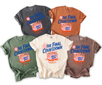 Five t-shirts in various colors with "The Final Countdown" graphic.