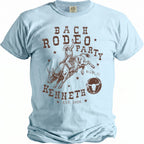 Light blue t-shirt with "Bach Rodeo Party Kenneth Est. 2026 Miami, FL" text.
