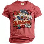 Red White Wildcard t-shirt with eagle, dice, cards, lips, and July 4th Austin TX text.