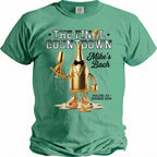 T-shirt with gold bottle character, "The Final Countdown," and "Mike's Bach" text.