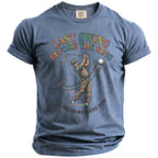 Blue t-shirt with graphic of golfer swinging, "Last Swing Before the Ring" and "Bachelor Weekend 2026".