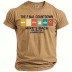 T-shirt with "The Final Countdown Mike's Bach Malibu CA Summer 2026" and icons.