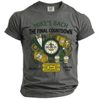 Mike's Bach: The Final Countdown graphic with groom, suitcases, clock, whiskey, ticket.