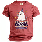 Adult unisex Comfort Colors t-shirt with "Spooky Booze Crew Tyler's Bachelor Bash" on a ghost graphic.
