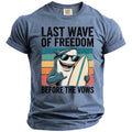 Shark with sunglasses and surfboard graphic, text "LAST WAVE OF FREEDOM BEFORE THE VOWS".