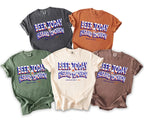 Five t-shirts in various colors with "Beer Today Husband Tomorrow" text.