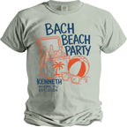 "Bach Beach Party" graphic with cooler, beach ball, and sunglasses; Kenneth, Miami, FL, Est. 2026.