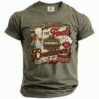 T-shirt with "The Final Countdown" graphic featuring bull skull, dice, and lipstick.