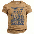 Tan t-shirt with "Dragon Me to the Altar, Bachelor Party, Bach Crew" graphic.