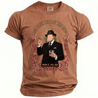 T-shirt with Mob Boss design featuring man with cigar, drink, and text.