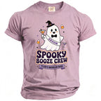Ghost wearing a witch hat and GROOM sash, text "SPOOKY BOOZE CREW TYLER'S BACHELOR BASH".