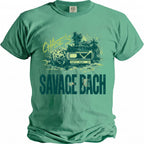 Green t-shirt with "CHASE'S" and "SAVAGE BACH" graphics.