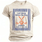 T-shirt with "Last Swing Before the Ring" text, golf clubs, ring, and "Kenneth Miami, FL Est. 2026".