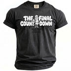 Dark t-shirt with text "The Final Countdown" and "Mike's Bach Malibu, CA Summer 2026".