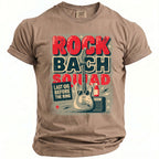 T-shirt graphic with "ROCK BACH SQUAD" text, guitar, amp, and beer bottle.