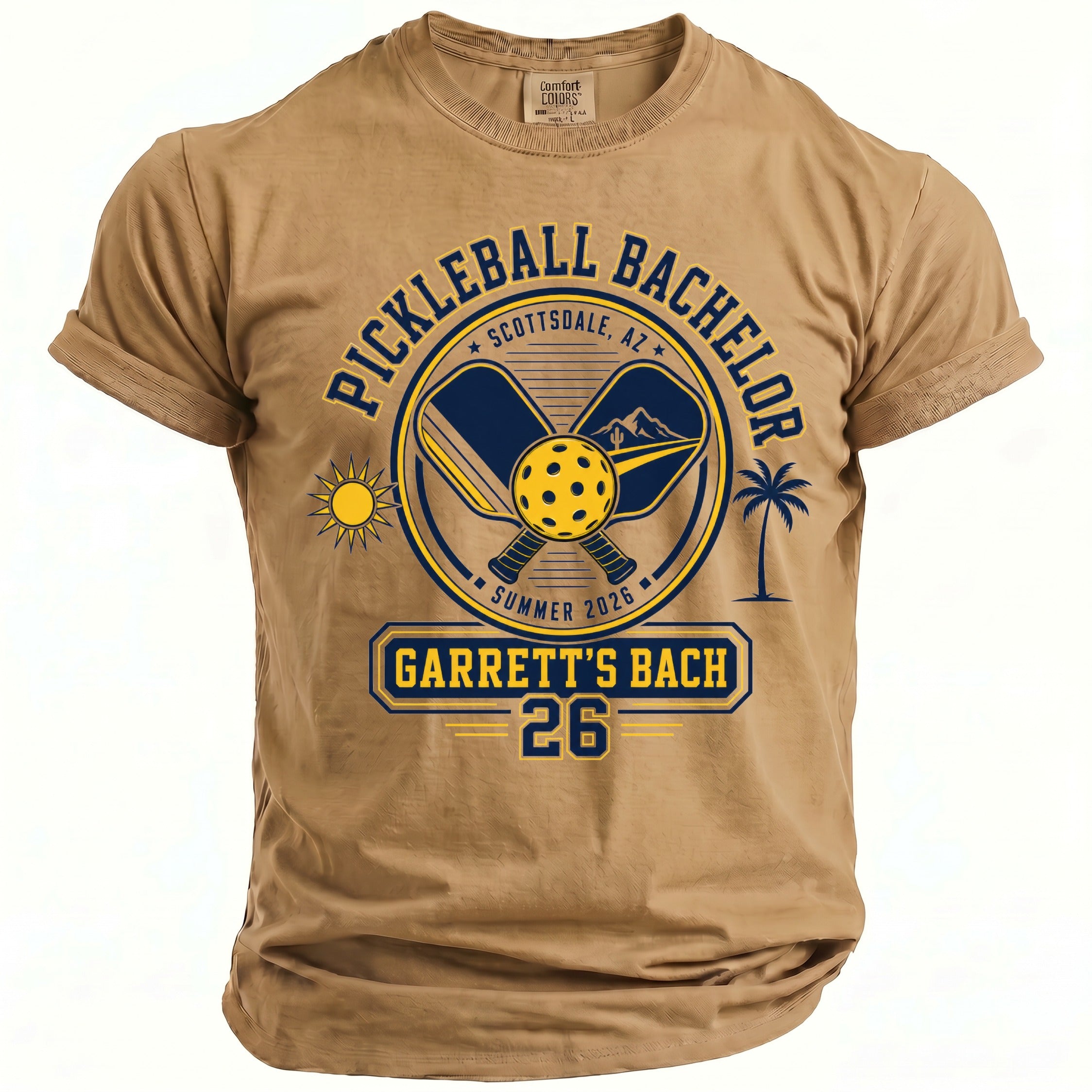 T-shirt with "Pickleball Bachelor" graphics, Scottsdale, AZ.