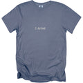 Blue Comfort Colors t-shirt with "I Arted" printed in off-white.