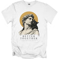 White t-shirt with statue and cat graphic, text "BETTER TOGETHER".
