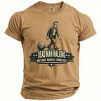 Tan t-shirt with "Dead Man Walking" text and an illustration.