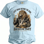 Lion in a suit holding champagne with "Bachelor Party" and "Last Roar Before The Ring" text.