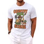 Country Bach Scene text with guitar, microphone, cowboy hat, beer, and cactus graphic.