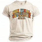 Shirt with "The Final Countdown Mike's Bach" text, sunglasses, and surfboard graphic.
