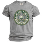 Gray t-shirt with "Same Hole Forever Bachelor Golf Weekend 2026" graphic.