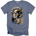 T-shirt with cracked marble head revealing space and text "God Art Take Time".
