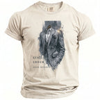 T-shirt with abstract suit graphic and text "Gentleman Groom Suits Before Vows".