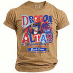 Tan t-shirt with "DRAGON ME TO THE ALTAR" and "Bach Crew" graphics.