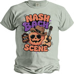 Nash Bach Scene t-shirt featuring a pumpkin, guitar, and "Til Death Do Us Party" text.