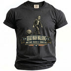 Dark grey t-shirt with "Dead Man Walking" graphic, Mike's Bach, Malibu, Ca, Summer 2026.