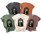 Five t-shirts in different colors featuring a vampire illustration and "ETERNAL BY CHOICE" text.