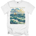 White t-shirt with "Gogh with the Flow" and a sailboat on rough seas.
