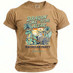 Tan Comfort Colors t-shirt with "DRAGON ME TO THE ALTAR BACHELOR PARTY" graphic.
