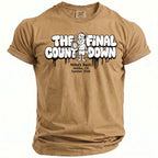 Sand Comfort Colors t-shirt with "The Final Countdown" text and cartoon.