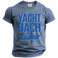 Blue t-shirt with "Proud Member Yacht Bach" and a yacht graphic.