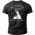 Black t-shirt with "Kenneth Last Swing Est. 2026 Before The Ring Miami, FL" text.