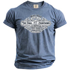 Blue t-shirt with "Mike's Bach", "The Final Countdown", and Malibu, CA design.