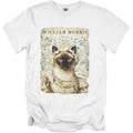 William Morris portrait of a Siamese cat in regalia with floral background.