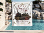 Dark Romance Groom title on banner with book, black rose, and wax seal.