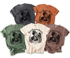 Five t-shirts in different colors display a skeleton in a tuxedo with text "Dark Romance Bachelor".