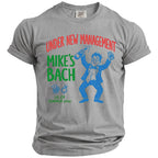 Grey t-shirt with "UNDER NEW MANAGEMENT MIKE'S BACH" and bachelor graphics.